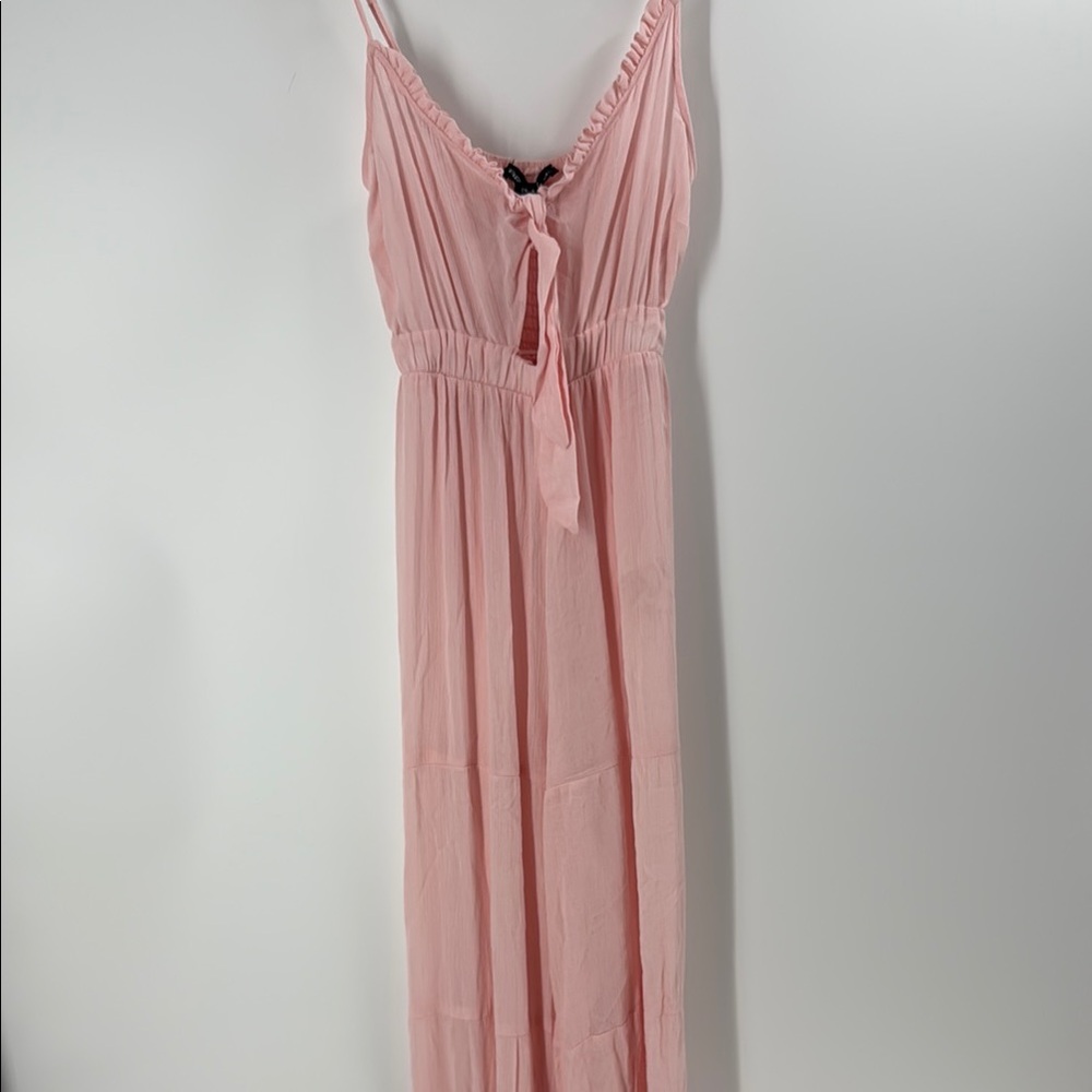 Soft pink lightweight jumpsuit  wide leg  flowing resort wear beach womens